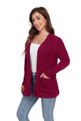 Image of GRECERELLE Womens Long Sleeve Lightweight Open Front V-Neck Casual Cardigan Sweaters Outerwear with Pockets 2025, S-2XL