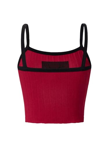 WDIRARA Girl's Graphic Print Ribbed Knit Slim Fit Cropped Cami Top Casual Summer Textured Tee Tops2