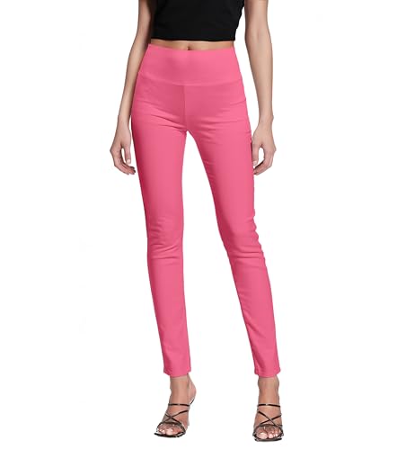 Hybrid & Company Super Comfy Stretch with Full Elastic Waist Pull On Millennium Twill Pant KP44972 Pink Flamingo 1X