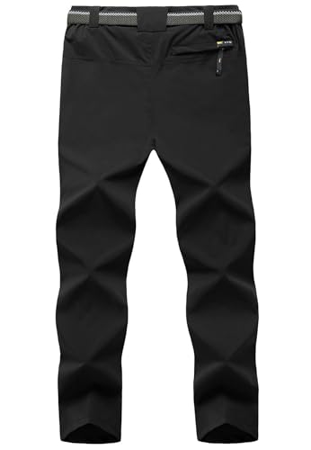 TBMPOY Men's Lightweight Hiking Pants with Belt 5 Zip Pockets Waterproof Quick-Dry Travel Fishing Work Outdoor Pants - Image 3