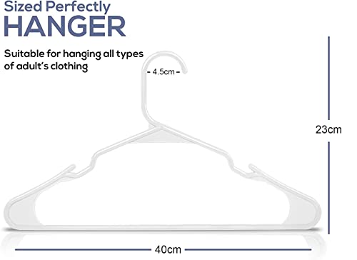 Image of PROTOWARE 48 Pieces Clothe Hangers for Wardrobe - Space Saving Cupboard Storage Organizer - Plastic Hanger Set for Saree, Shirt, Dress (White)