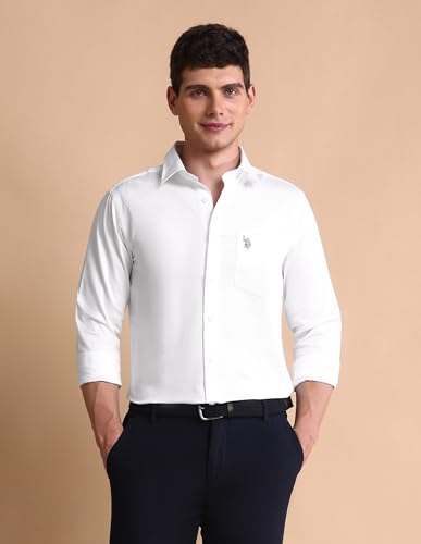 Image of U.S.Polo Association Men's Solid Tailored Fit Satin Shirt
