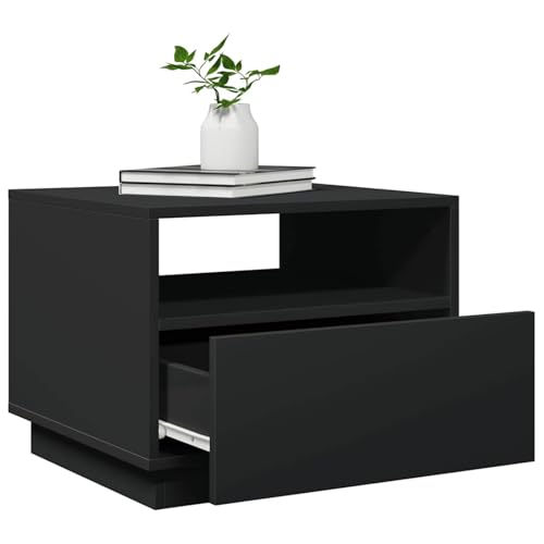 Gecheer Couchtisch mit LED-Leuchten Schwarz 50x49x40 cm, Moderner Sofatisch Beistelltisch Wohnzimmertisch für kleine Wohnungen Schlafzimmer839827 – Bild 6