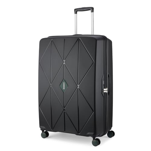 Image of American Tourister Qubiz | Check-in Trolley Bag (80 cm) | 360 8 Wheel Travel Luggage | Hard Case Polypropylene Suitcase | Recessed Combination Lock | Black /Dark Olive