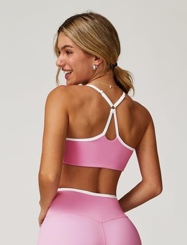 ABOCIW Women's Color Block Sports Bras Adjustable Spaghetti Straps Workout Gym Bra Wireless Yoga Crop Tops2