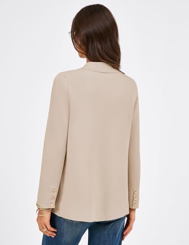 GRACE KARIN Blazer Damen Eleganter und Gemütlicher Strickmantel Dünne Atmungsaktive Jacke Aprikose L