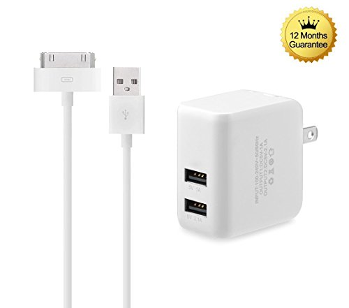 Eaglewood 3.1A Dual Port Wall Power Adapter with Extra Long 6' USB to