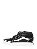 Vans Mixte enfant Ward Mid V Basket, Toile en Daim Noir et Blanc, 34 EU