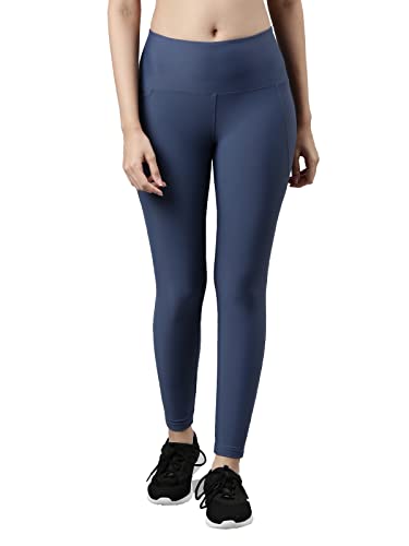 Image of GO COLORS Solid Nylon Stretch Ankle Length Training Tights | High Rise, Side Pockets