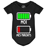 vetement 9 mois garcon Neuf, sous blister PIXEL EVOLUTION Body BATTERIE FAIBLE - MOI ET MES PARENTS Body bébé - Body humoristique et rigolo - idée cadeau naissance - taille 9 mois - Noir