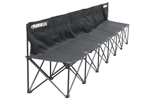 Kwik Goal 6-Seat Kwik Bench Black Steel Frame with Woven Fabric Seats 16 H x 108 W