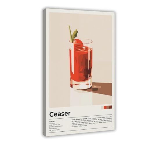 Poster de cocktail César sur toile grande décoration murale salon et chambre 61 x 91,4 cm