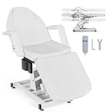 Paddie Electric Height Adjustable Tattoo Chair Spa Bed, Electric Lift Massage Table 3-Section Folding with Storage Pocket for Client/Esthetician/Artist, White