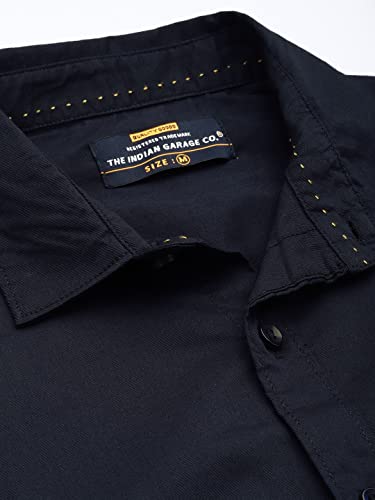 Image of The Indian Garage Co Men Slim Fit Solid Full Sleeves Spread Collar Casual Shirt
