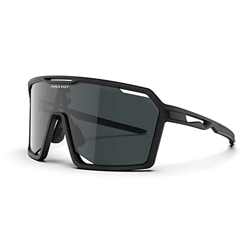 Haayot Sports Sunglasses For Men Women,Cycling Baseball Fishing Running Biking Glasses,Uv Protection Black Silver #TOP5