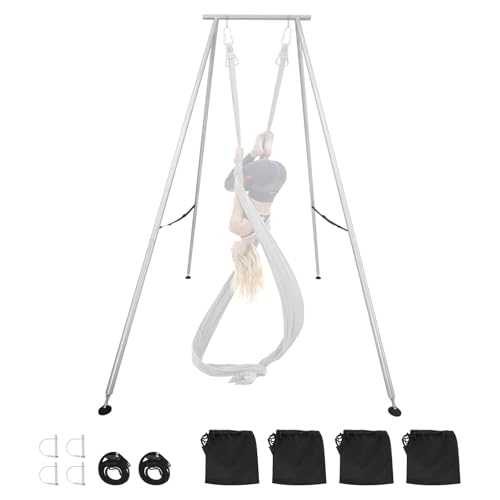 VEVOR Yoga Stand Frame 9.6 ft Length Swing Stand Max 551.2 lbs Load Triangular Structure Aerial Rig Aerial Silk Stands for Yoga Enthusiasts Non-Slip Base Lightweight Detachable Design