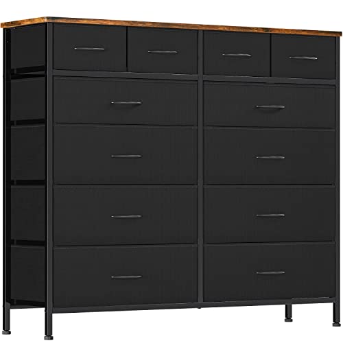 VASICAR Large Dresser for Bedroom with 12 Deep Drawers, Tall Fabric Drawer Dresser, Chest of Drawers...