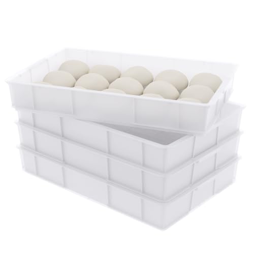 Yesdate Commericial Grade Dough Proofing Container, Bread Dough Proofing Box, Pizza Dough Box, Pizza Proofing Dough Pan, White (4 Pack), large