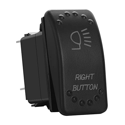 Image of Green Backlit Right Button Rocker Switch 5 Pin ON-Off Laser Etched Button Switch with Wires for Car Marine Boat UTV 20A /12V 10A /24V