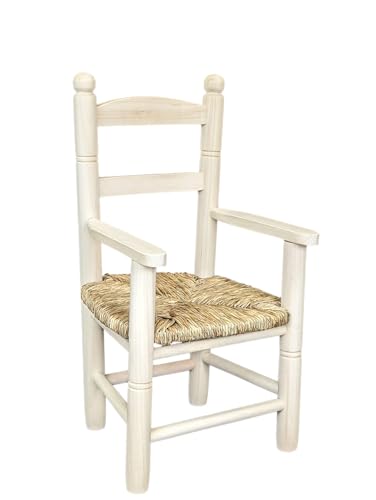 Silla Infantil con apoya Brazos. En Madera de chopo Crudo. para Pintar. Medidas (Ancho/Fondo/Alto): 39 * 29 * 60 cms. Altura al Asiento: 27 cms.