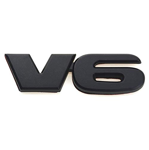 Image of 2 PACK TACOMA V6 EMBLEM 05-18 REAR TAILGATE BADGE DECAL (Matte Black)