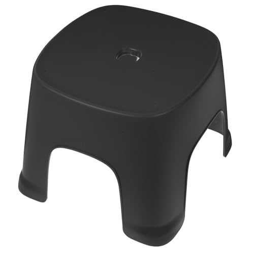 FRCOLOR Tabouret de Toilette Petit Format Noir en PVC Antidérapant Marchepied pour Adultes et Tout-Petits Repose-Pieds Stable pour Salle de Bain Bureau et Usage Quotidien