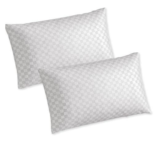 Image of Trance Home Linen 300TC 100% Cotton Jacquard Checks Pillow Covers | Set of 2 Pillow Cases |Standard Size (18 x 28 inch, White)