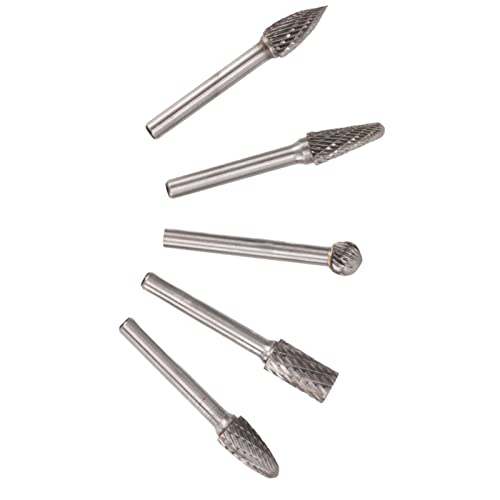 Set de 5 fresas rotativas de carburo doble corte 1/4 pulg miniatura 2