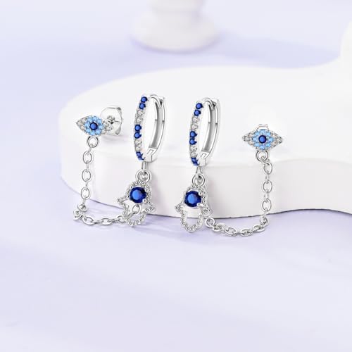 Parmuz Dangle Hoop Earrings for Women, 925 Sterling Silver Small Huggie Star Moon Butterfly Pearl Teardrop Chain tassel Dainty Drop Statement Earring4