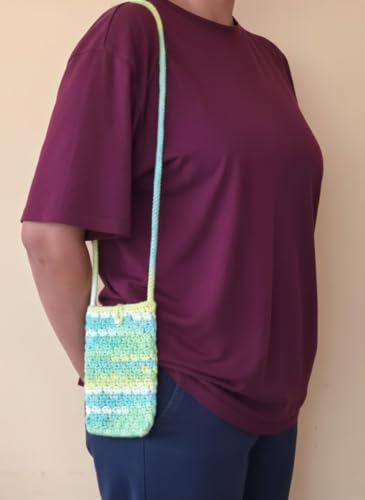 Image of Mobile phone Crochet sling bags for ladies- tightly knit with acrylic yarn.