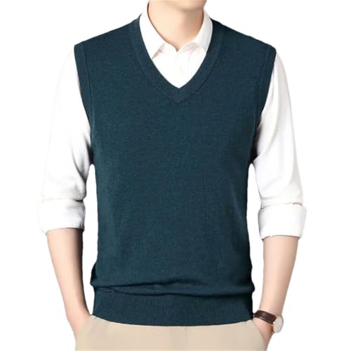 Men’S Sleeveless V-Neck Knit Sweater Vest Single Breasted Casual Solid Flat Knitted Waistcoat