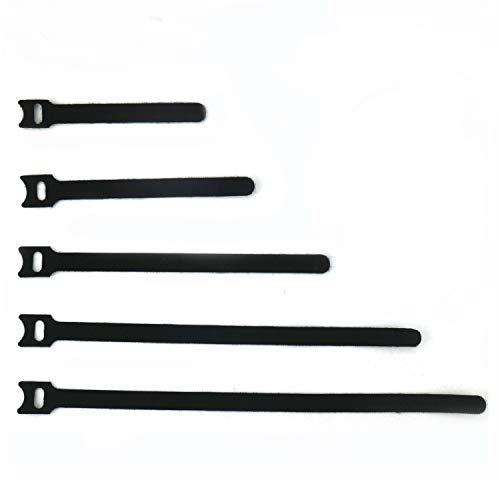 Bridas de velcro Diferentes Tamaños FUCNEN organizador de cables reutilizables reutilizables cierre Cable de organizador de cables gestión de cables para ordenador portátil PC TV (60pcs), color negro