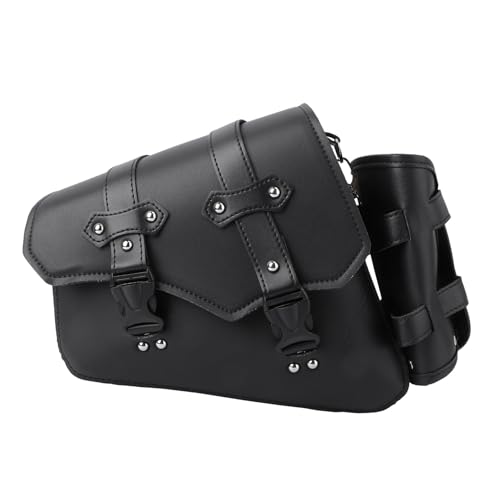 Sacoche moto pour bras oscillant en PU étanche avec porte-bouteille intégré