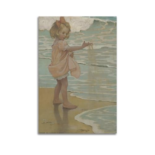 Jessie Willcox Smith (Little Drops of Water) Poster artistique esthétique sur toile - Décoration murale moderne pour chambre à coucher - 40 x 60 cm