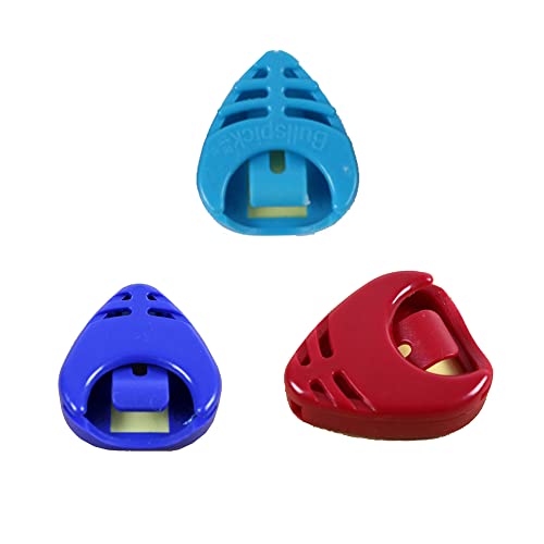 Rayzm Lot de 3 supports en plastique pour médiators de guitare, bleu, bleu clair et rouge - Les Beatles, Paul McCartney, John Lennon, RIngo Starr, George Harrison Rayzm Lot de 3 supports en plastique pour médiators de guitare, bleu, bleu clair et rouge