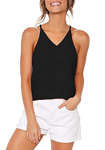 image for LouKeith Womens V Neck Tank Tops Loose Basic Casual Cami Shirts Spaghe