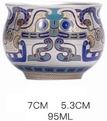 GSOUL Kungfu Tea cup Gilt Silver Ceramic Master Cup Light Luxury High-grade Tea Vintage Taotie Single One Person Small Household Cups Small Tea Cups