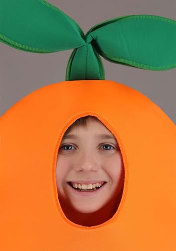 Disfraz infantil de zanahoria con túnica naranja y hoja verde miniatura 3