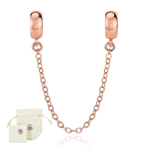 Espaceur Charms Chaîne de sécurité en argent sterling 925 pour bracelets européens (or rose-010)