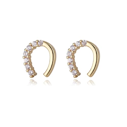 925 Silver Horseshoe Horse Stud Earrings for Women Unique Lightweight Cubic Zirconia Lucky Horseshoe Stud Earrings Animal Western Earrings