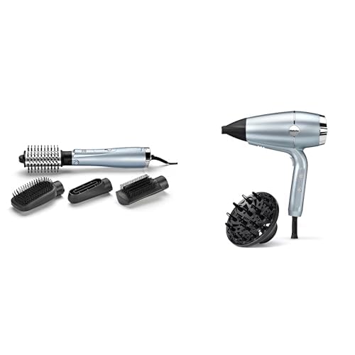 BaByliss - AS774E - Brosse soufflante 4-en-1 Hydro-Fusion &amp; Sèche-cheveux Hydro-Fusion avec double système ionique pour des cheveux soyeux D773DE