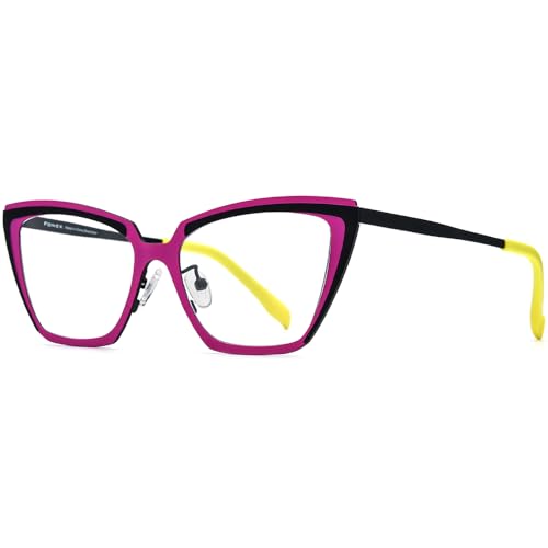Image of FONEX Colorful Pure Titanium Glasses Frame Women Retro Round Eyeglasses