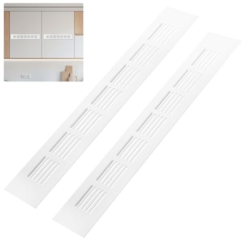 2 Pcs Cubiertas Rejilla Ventilacion Rectangular, Rejillas de Ventilación de Rectangular, Rejilla de Ventilación de Radiador de Aluminio para Pared Puerta Armario Entrada Salida de Aire(300 x 50 mm)