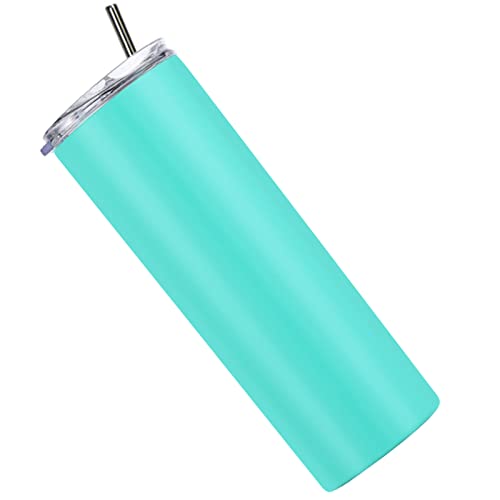 Vaso verde flaco con tapa y pajilla, vasos aislados al vacío, tazas de acero inoxidable de 20 onzas, regalo para mujeres, hombres y niños Cover