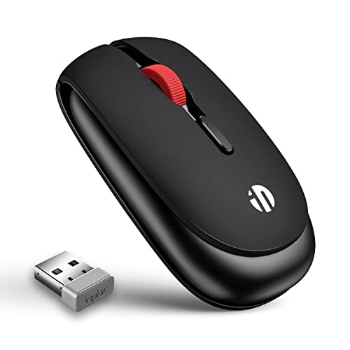 Wireless Mouse, Inphic 2.4G Wireless Silent Computer Mouse with USB Receiver, 5 Adjustable DPI, 4 Buttons Slim Portable Cordless Mouse for Laptop, Desktop, Mac OS