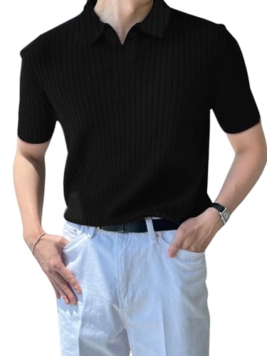 Image of DHRUVI Trendz Men's Cotton Blend Regular Fit Plain Casual Stylish Half Sleeve Polo T-Shirt