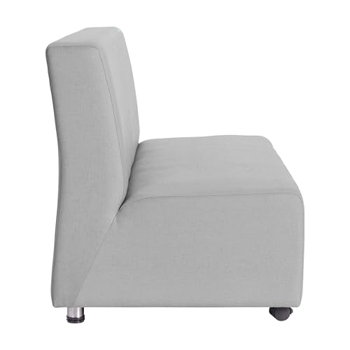 Image of Factory Direct Partners FDP Pro Series Upholstered Armless Mobile Sofa with Locking Casters for Portability Commercial Seating for Hotel Lobby, Office, Restaurant, Waiting Room, Home - Slate Gray