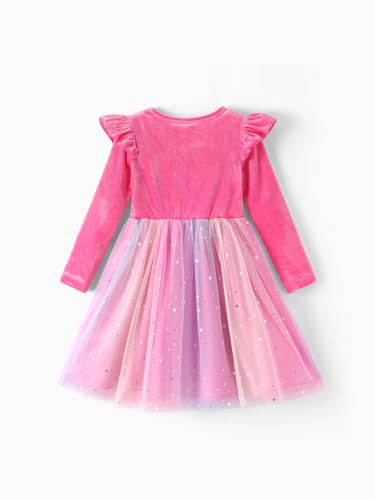 Image of Disney Girls' Tulle Tutu Dress Birthday Party Outfit Baby /Toddler | Officially Licensed, Frozen Elsa, Minnie, Princess, Velvet Top with Belt, Multi-Layer Mesh Skirt, Ruffle Long Sleeve Clothes