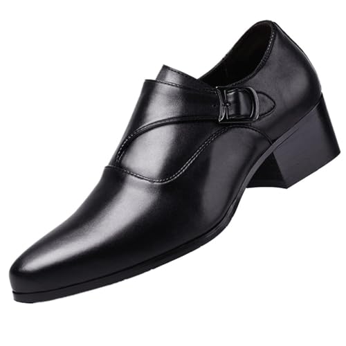 Mens Elevator Shoes Invisible Height Increase Pointed Toe Business Dress Oxfords Office Shoes for Taller Men