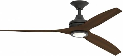 Miniatura 5 de Fanimation Spitfire - Ventilador de techo de 3 aspas con kit de luz, 13.7 pulgadas de alto y 60 pulgadas de ancho, acabado negro, color nogal oscuro